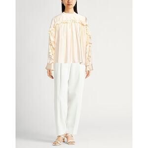 Jil Sander Sustainable Fluid Ruffled Top in Cornsilk DE 30 US 2